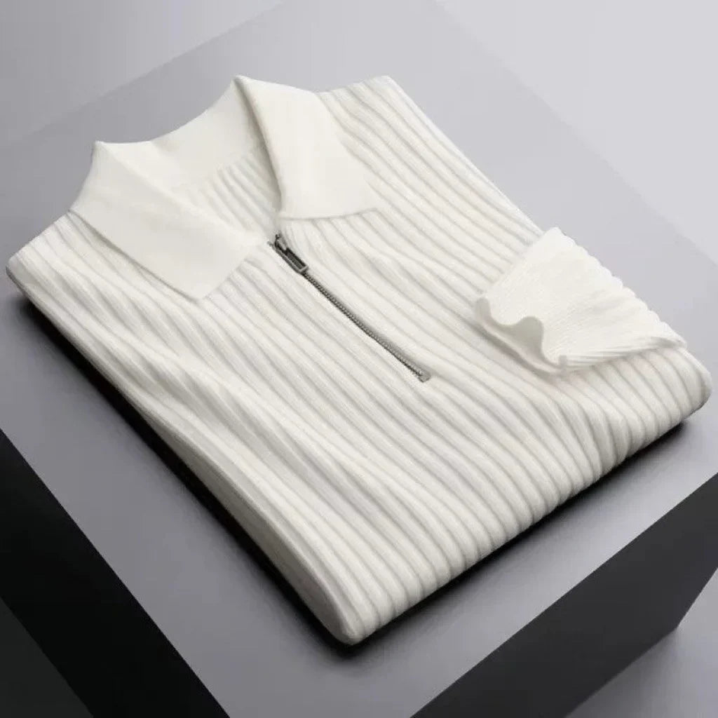 Giovanni Men’s Knit Half Zip Polo Sweater – Quarter Zip Sweater