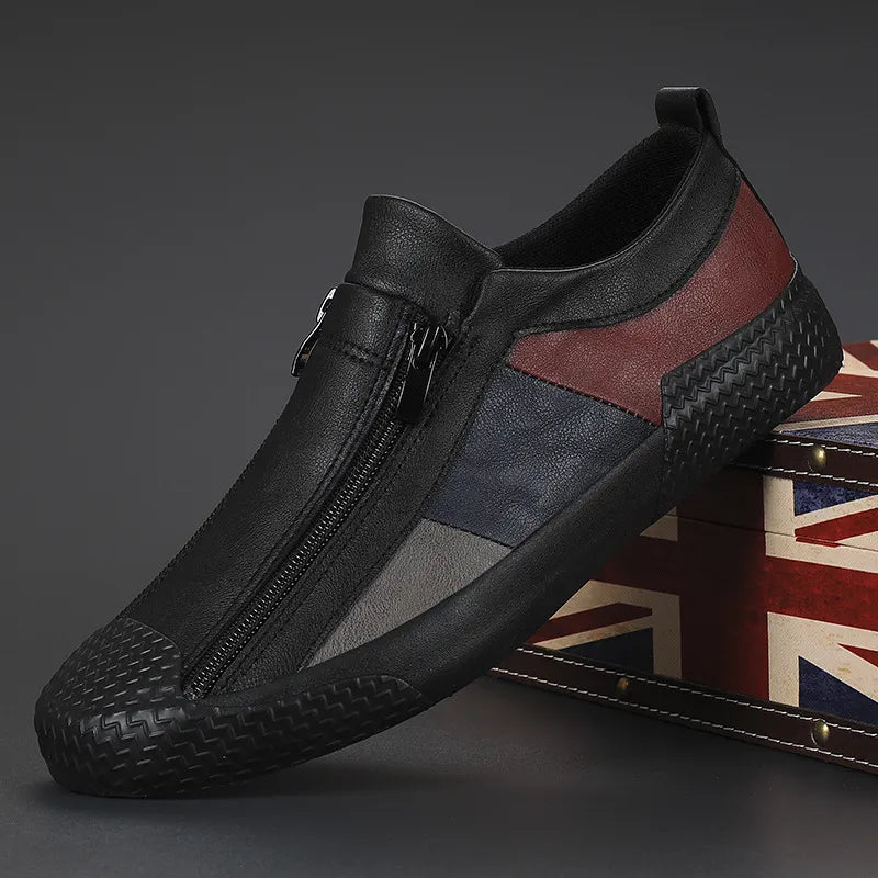 Men’s Slip-On Sneakers With Side Zipper And Multi-Panel Upper